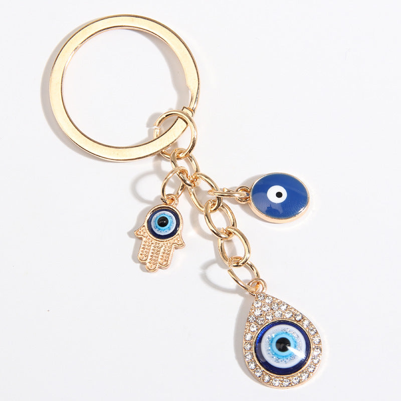 Wholesale Metal Heart Devil Eye Hand of Fatima Keychain